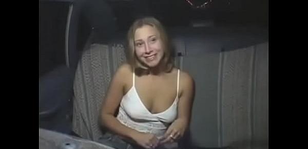  03 Cute teen flashes for taxi ride